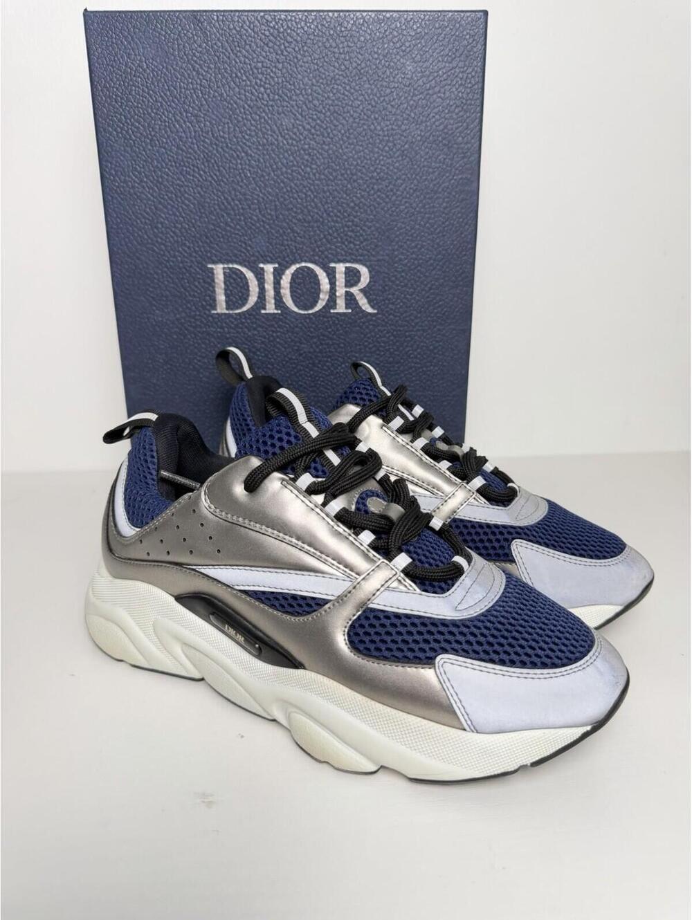 Dior B22 Sneakers Blue Silver Mesh Trainers Men’s EU 40